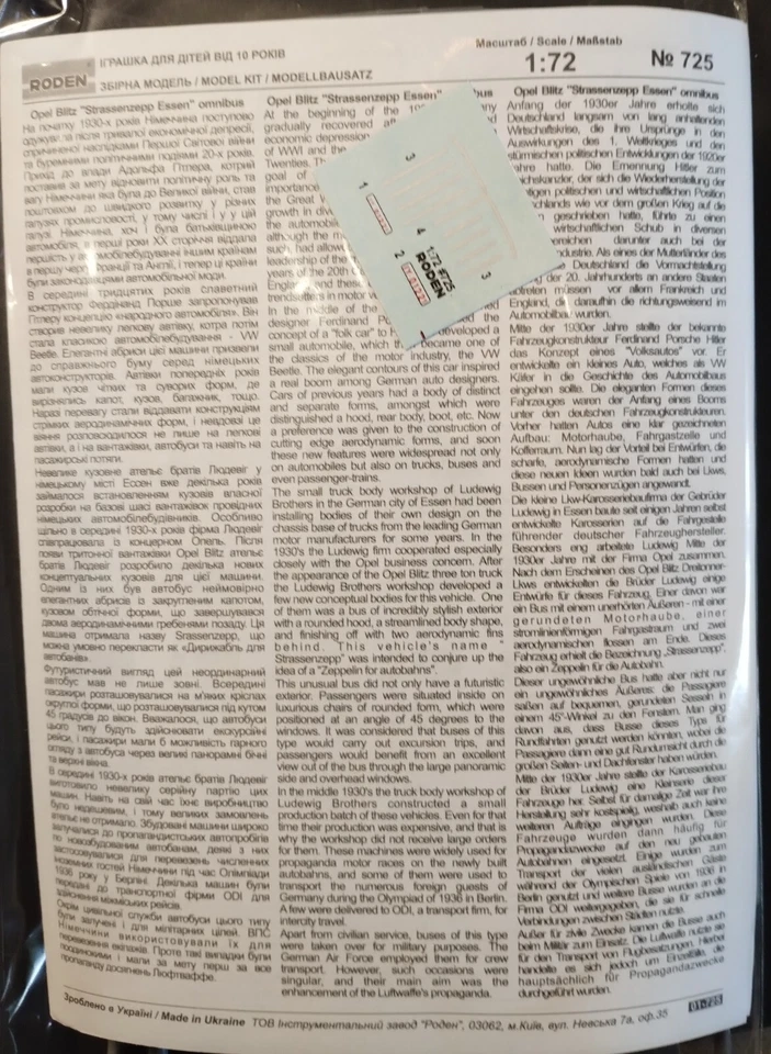 Roden 725 1/72 Opel Blitzbus Stassenzepp Essen Nuovo Sigillato - Immagine 3 di 4