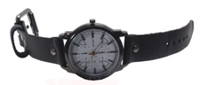 WESTERN STYLE BLACK RAW FINISH HAND MADE LEATHER BAND LARGE CASE QUARTZ WATCH