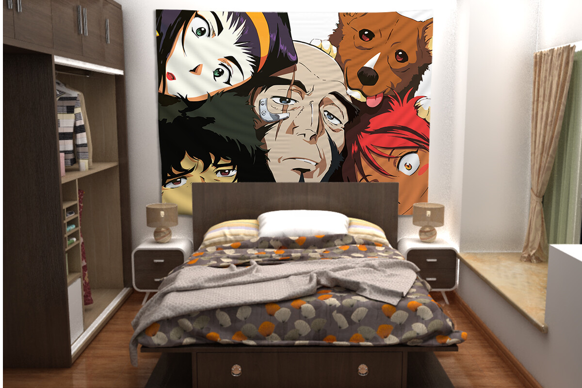 Cowboy Bebop Plüschdecke – 116,8x152,4 Cm, Aus Polyester, Weich, Waschbar, Mit Anime-Design