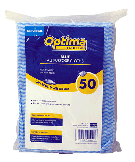 50x Optima Proclean Hygienic All-Purpose General Wiping Dusting Cleaning Cloth