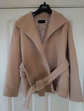 Paige Pale Camel Belted Hip Length Pure Wool Jacket Size 2 Gb 12