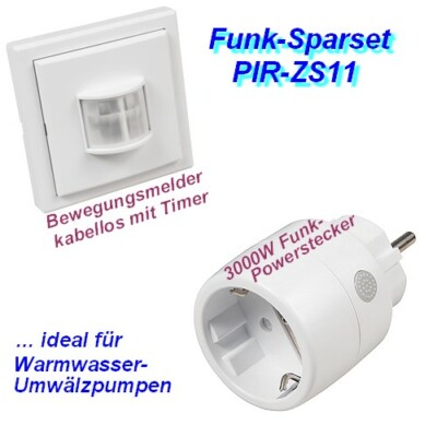 Sparset PIR-ZS11 Funk-Steuerung mit Bewegungsmelder für Warmwasser Umwälzpumpen