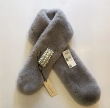 Jayley Faux Fur Pull-through Scarf W/Pearls Luxury Neck Wear Soft, Fluffy & Warm