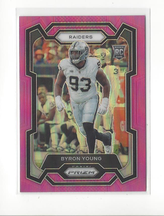 2023 Panini Prizm Prizms Pink #355 Byron Young Rookie Raiders