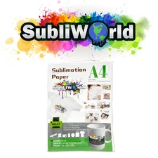100 Sheets A4 Dye Sublimation Paper Iron On Heat Transfer for Inkjet T-Shirt Mug