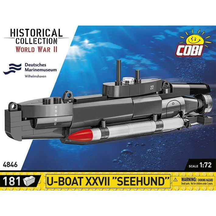 COBI-4846 WWII U-Boat XXVII Seehund KL. Model Submarine Bricks WWII 181Pcs
