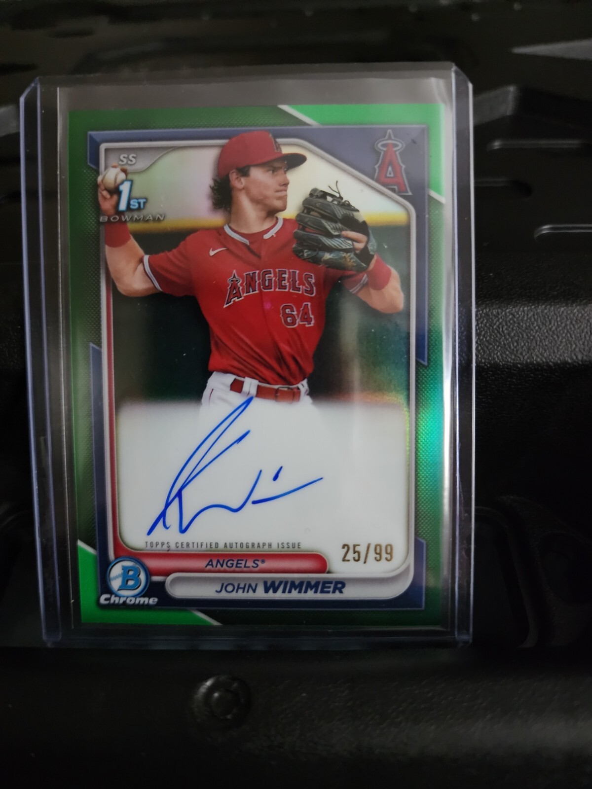 John Wimmer 2024 Bowman - Chrome Prospect Autographs Green Refractor #CPA-JW /99