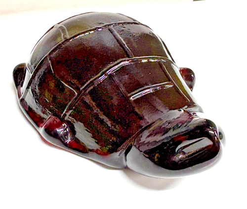 VTG Dark Red Glass Turtle Figurine/Paper Weight 5.5" 1.2lbs. 1980's - Picture 2 of 8