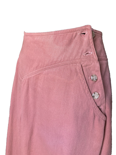 VTG Western Yoke A Line Maxi Skirt Pink Button Down USA Modest 80s Prairie Sm 4 - Picture 17 of 22