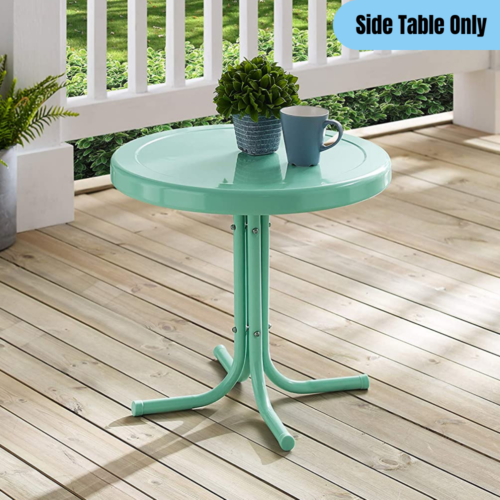 Round Metal Outdoor Patio Side Table, Patio Side Table Metal Round