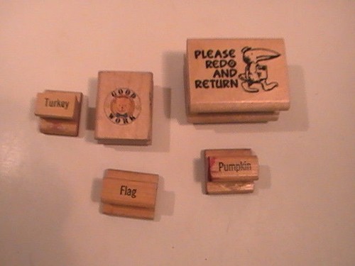 Teacher's Phrases Rubber Ink Stamps set of 5