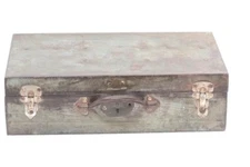 OLD VINTAGE IRON TRUNK BRASS LOCK ANTIQUE HOME DECOR COLLECTIBLE