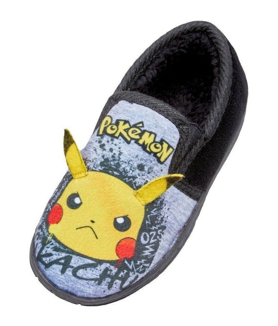 SAOLA Pantofole Ragazzo Pokemon Pikachu Graffiti Slip On Taglia 10 2 Nero Grigio Suola Solida