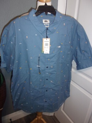 Quicksilver Men's Button down Spaced Out shirt Size L MSRP $56