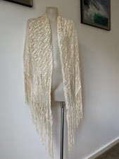 70,s Silky FringedLacy Shawl.100 Ins End To End