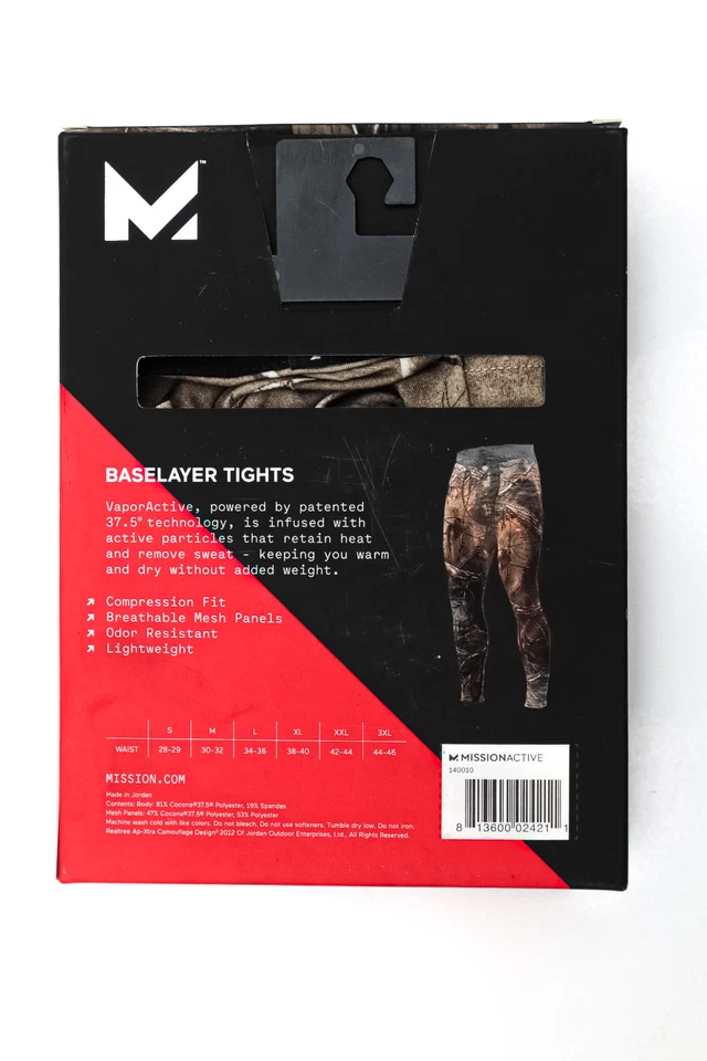 Mission RealTree VaporActive Baselayer Tights Men's Large Waist 34-36 - Image 2 of 4
