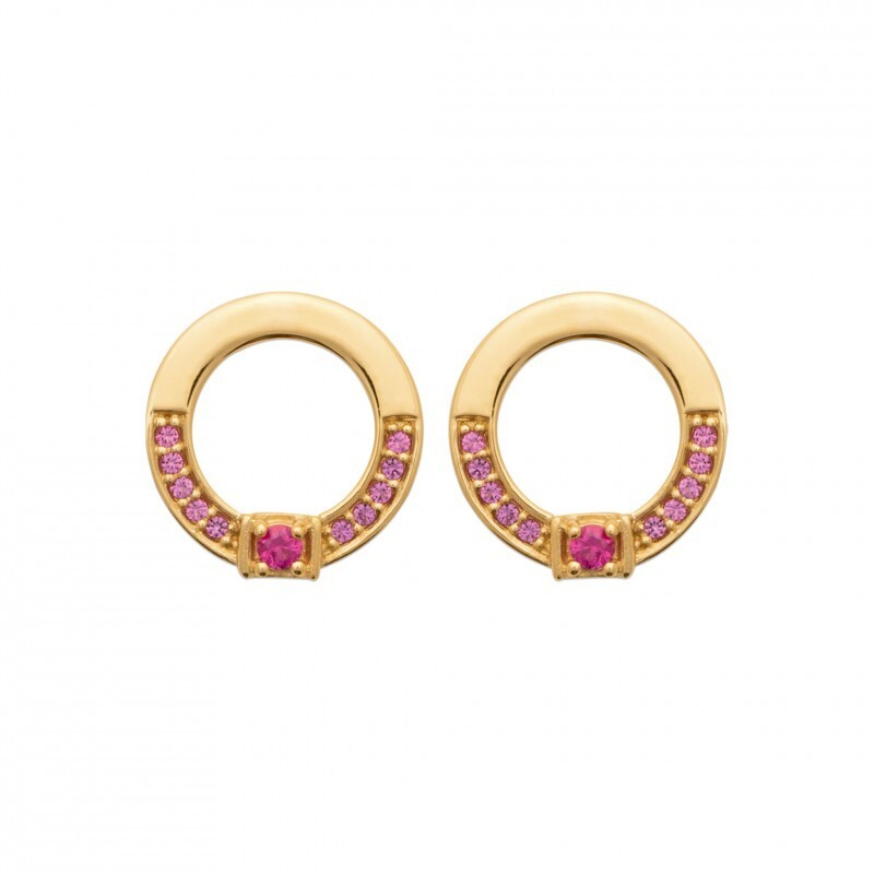 Boucles d'oreilles anneaux cristal rose plaqué or, le cadeau idéal pour femme