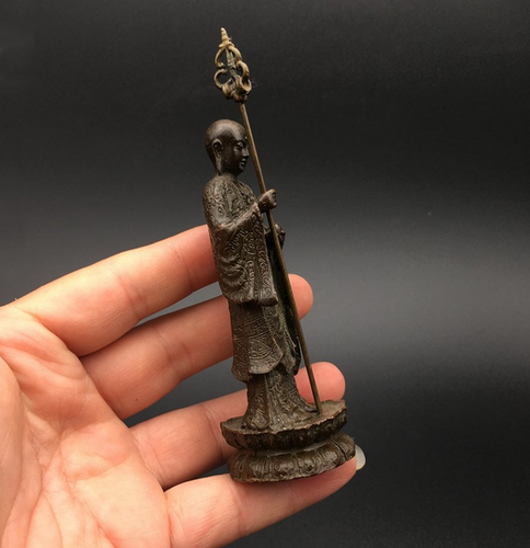 Old Tibetan style pure copper Ksitigarbha Buddha statue home decoration - Picture 4 of 6