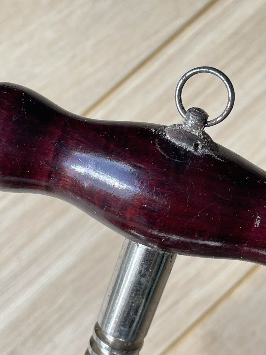 Tire-bouchon Manche Bois Avec Brosse – Tige Métal Ouvragé, Disque Butoir, Vintage, Occasion