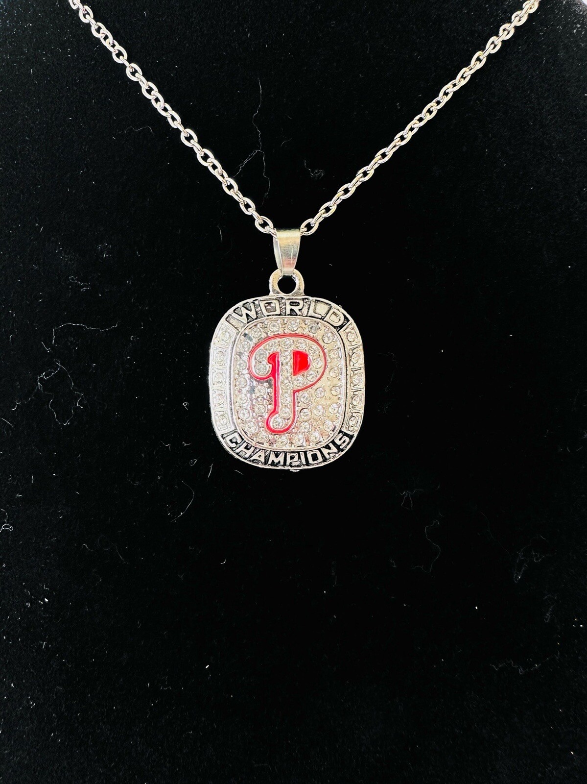 Philadelphia Phillies Crystals from Swarovski Baseball Necklace & Earrings