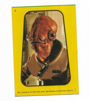 1983 Star Wars Return of the Jedi Sticker Card # 6 Admiral Acbar