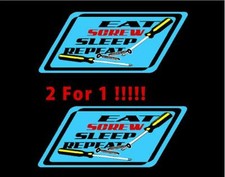 2 - Eat Screw Sleep Repeat Decals 2x4.9 Inches For Matco Tool Box Cart