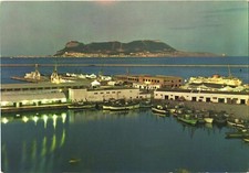 Algeciras Spain The Port and Rock of Gibraltar at Night Postcard