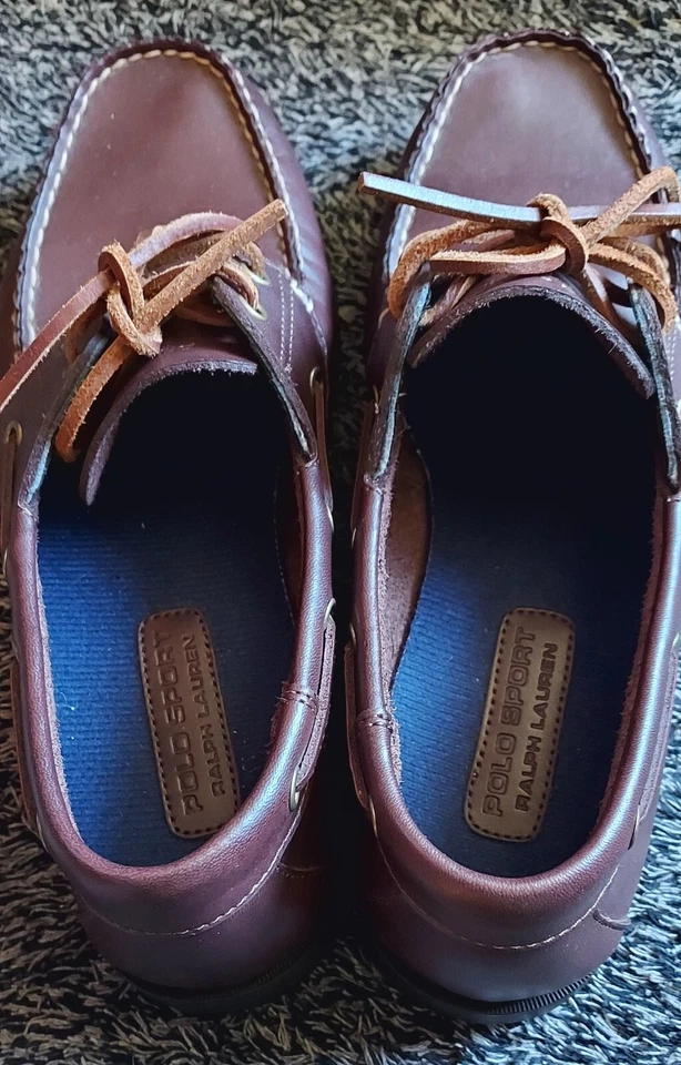 Unisex Ralph Lauren Cuero Polo Zapatos Deportivos Talla M 9 / W 10.5 Foto 3 de 4