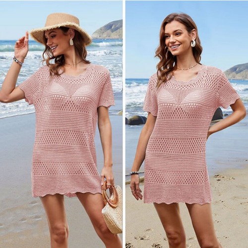 Fashion Beach Dress Summer Women Crochet Hollow Cover-up Bikini Swimsuit Knitted - Picture 9 of 24