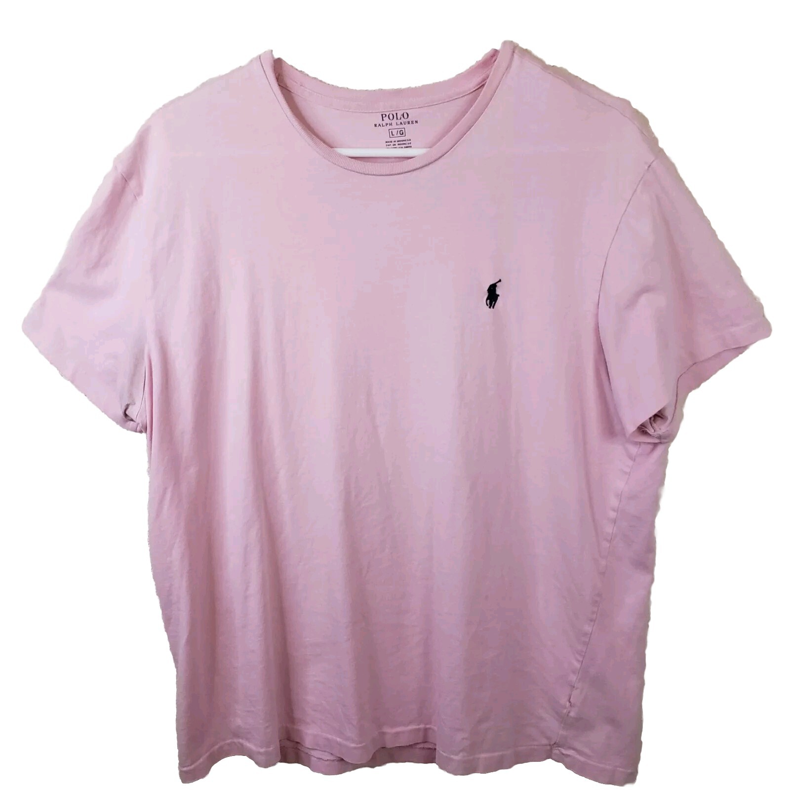Polo Ralph Lauren t shirt uomo L rosa con pony navy casual manica corta girocollo