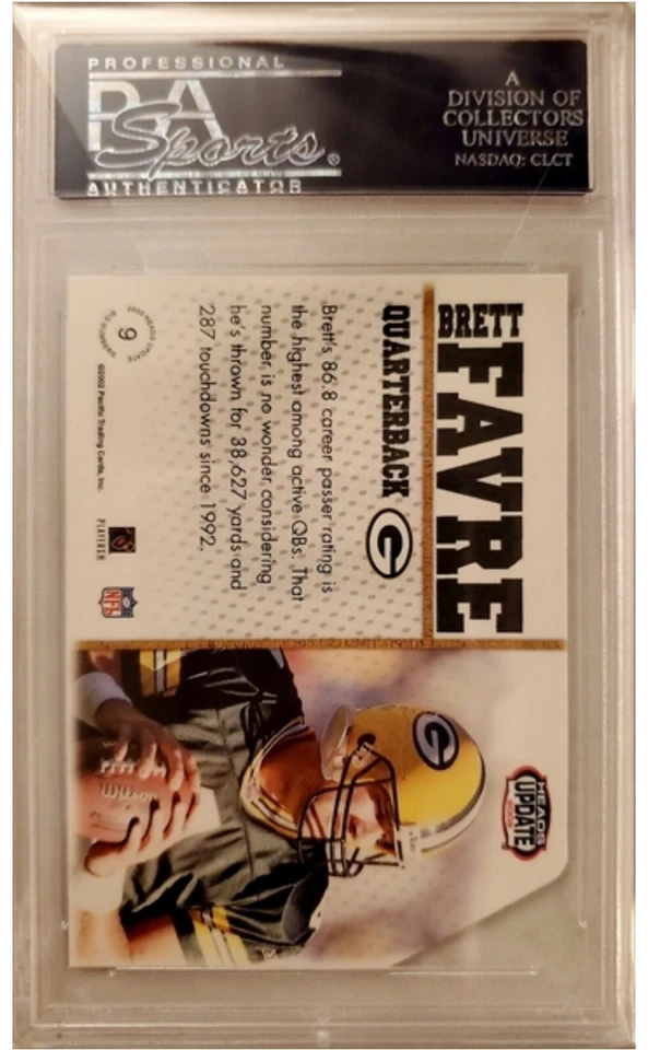 2002 Pacific Heads Update Brett Favre BIG NUMBERS card graded PSA 10 POP 5 - Image 2 of 2
