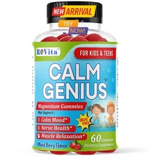 Calm Genius Magnesium Gummies for Kids – 100mg – 60 Calm Gummies - Kids Wellness