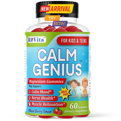 Calm Genius Magnesium Gummies for Kids   100mg   60 Calm Gummies - Kids Wellness