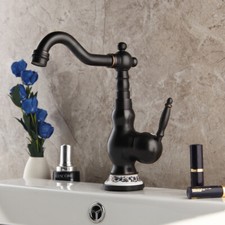 Oil Rubbed Bronze Bathroom Sink Basin Faucet Single Hole Mixer Tap Deck Mounted
