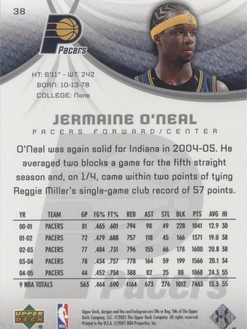 その他 2005 Topps Jermaine O'Neal auto PSA9 2005-06 Topps Chrome Jermaine O'Neal 71/99 NM+ Game Used
