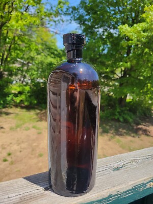 CRUDE appied Lip Master Ink 3 Part Mold Bottle Dark Reddish Amber Color 9''  Tall
