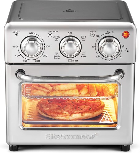 Elegant 8.5Qt Stainless Steel Air Fryer with 5 Cooking Functions & Timer Control - Picture 3 of 10