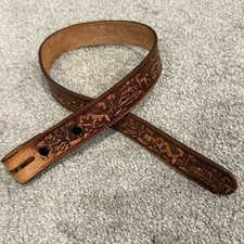 Brushy Creek Horse Embossed Full Grain Cowhide Leather Brown Belt Youth Size 20