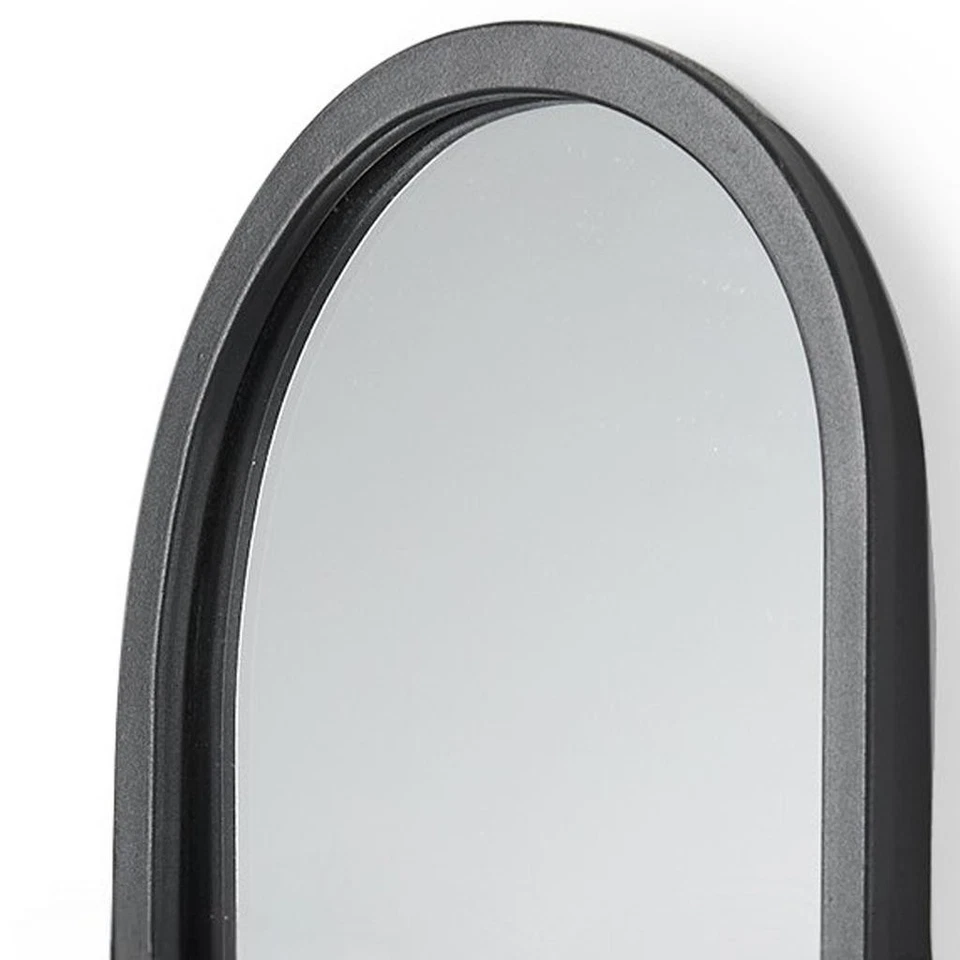 Jarrón de pared ovalado de vidrio negro y transparente de 19" con botella de metal y vidrio espejado Foto 4 de 4