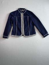 Chico's Navy Blue Jacket with White Stitching Chico's size 1 8US