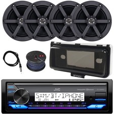 JVC KD-X38MBS Marine Receiver, Cover, 4x JVC 6.5" 100W Speakers, Antenna, Wire