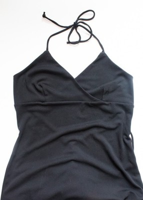 Formula X | Vintage 00 s Y2K String V Cut Black Retro Halter Dress | Size L
