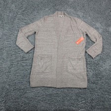 Search For Sanity Cardigan Womens L Beige V-Neck Open Pockets Lightweight NWT