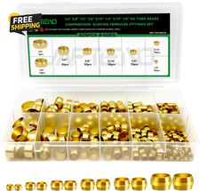 325PCS Brass Compression Ferrule Sleeves Kit 1/8-3/4 Air Water Fuel Tube Set