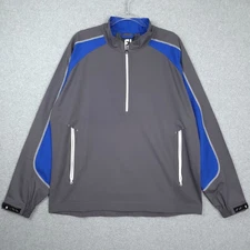FootJoy Sport Windshirt Mens Large Gray Blue Lightweight Golf Windbreaker Zip