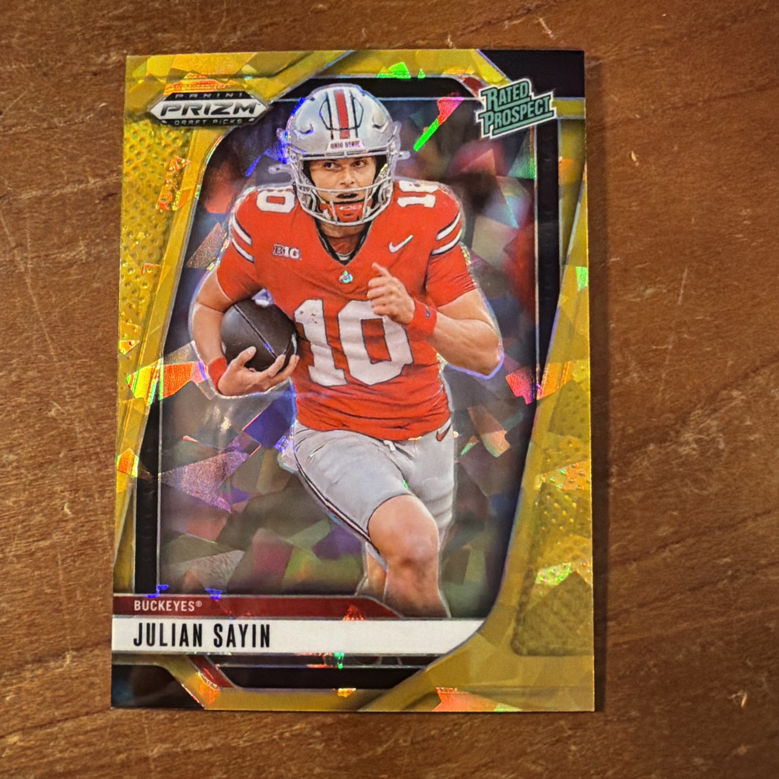 2025 Panini Prizm Draft Picks Gold Cracked Ice Rated Prospect Julian Sayin #161