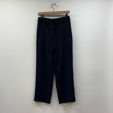 Quince Drapey Stretch Crepe High Rise Elastic Waist Tapered Trouser Pant Navy 6