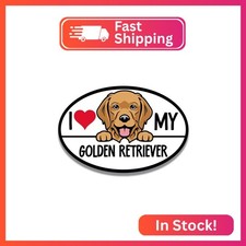 Magnet Me Up I Love My Golden Retriever Magnetic Car Decal, 4x6 Inches Oval, Dog