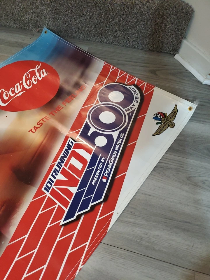 c.2017 Indy 500 Banner Sign Indianapolis Motor Speedway Coca Cola Coke RARE! IMS - Image 3 of 4