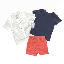 Tommy Bahama Navy Blue White Set Shorts Shirt NWT Boys 2T Lobster Collar Button